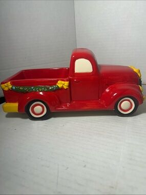 Temptations Red Decorative Pickup Truck with Yellow & Green Accents